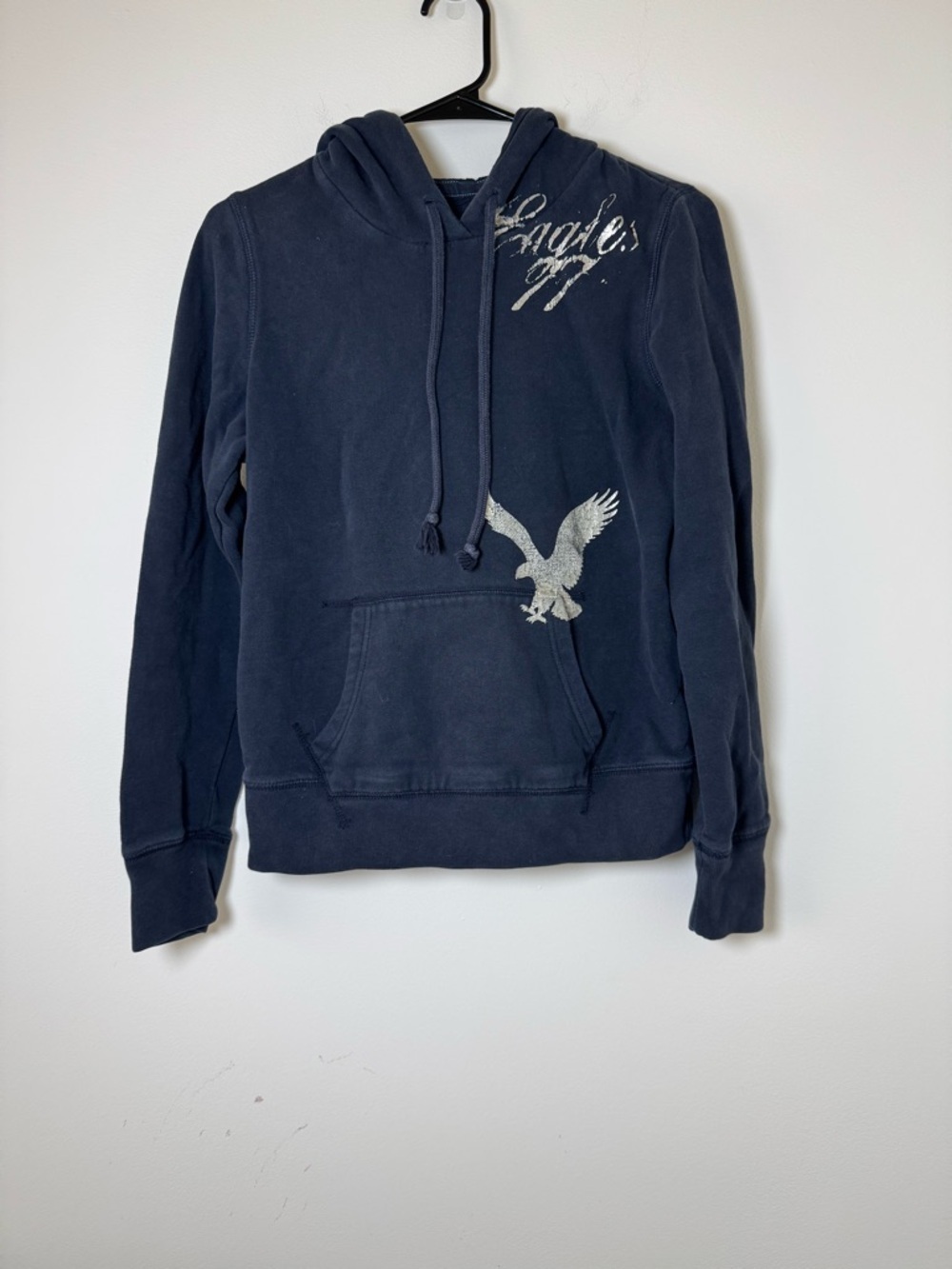 American Eagle Hoodie Womens M Navy Eagle Graphic Y2K Pullover